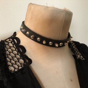 Black Hand Made Leather Spiked Choker